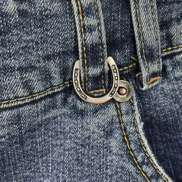 "Vintage" Anthropologie Louie Western Denim Maxi Skirt  Pockets - 90's - Size 10 - Picture 3 of 9